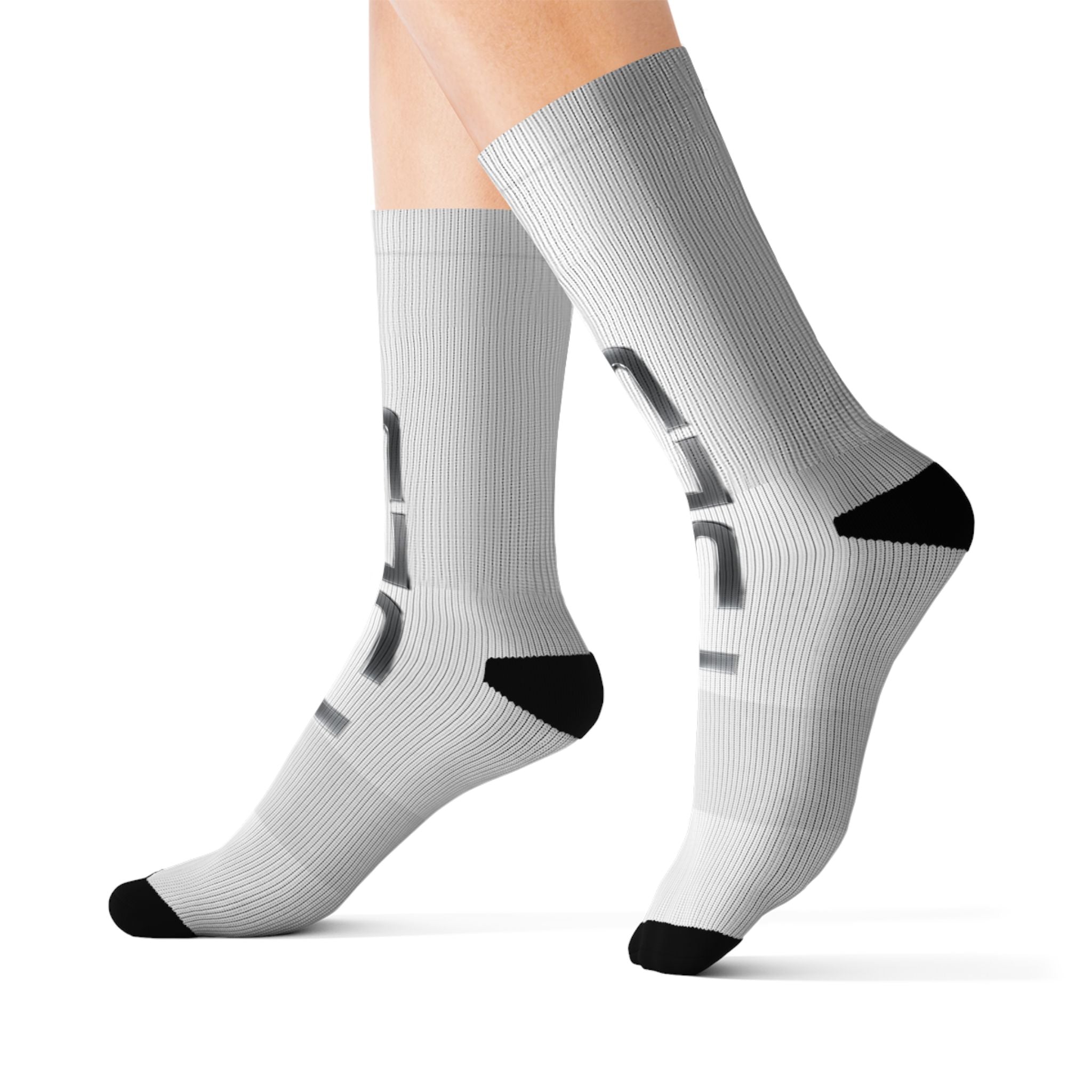 TSLS Sublimation Crew Socks — Custom White Athletic Socks with Side Logo