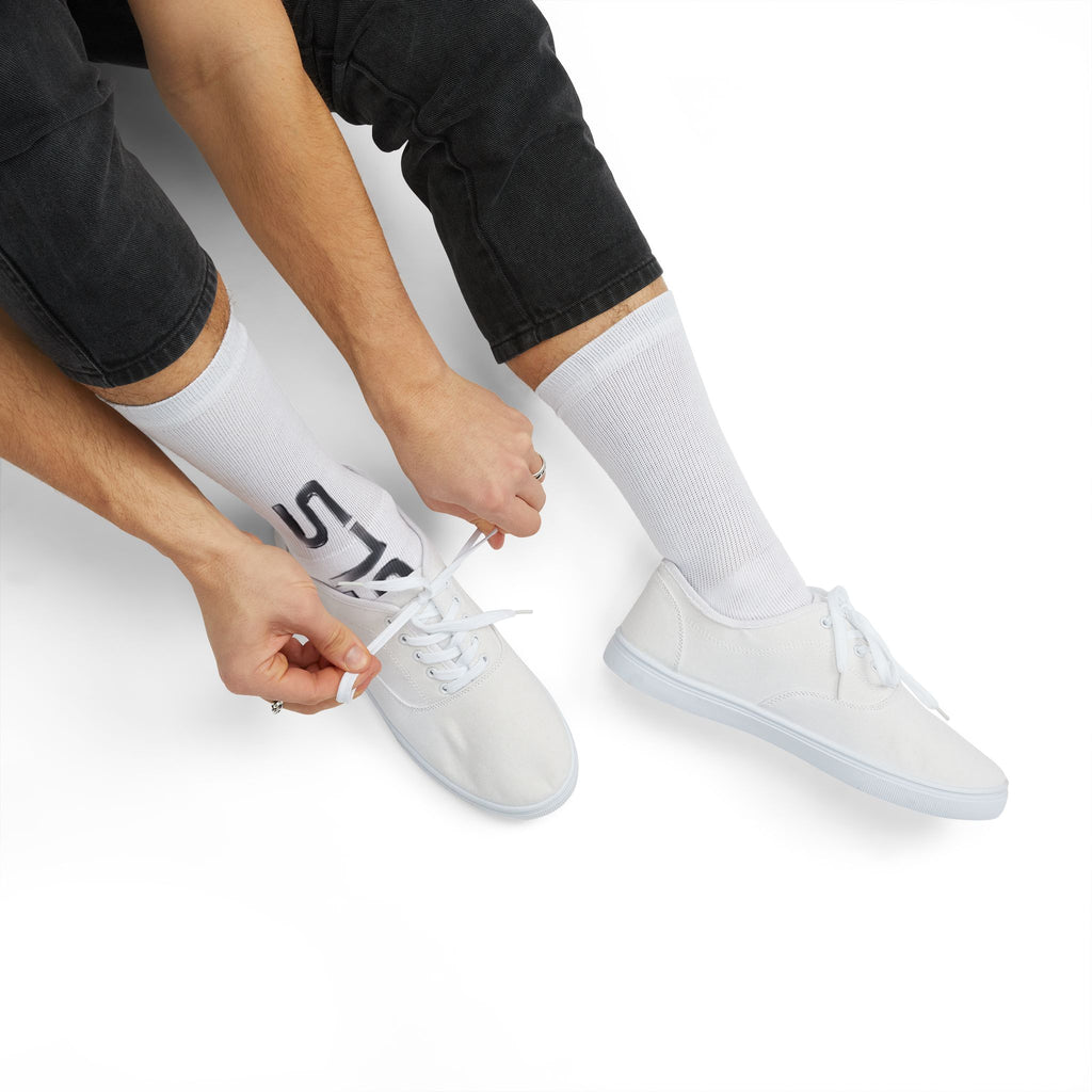 TSLS Sublimation Crew Socks — Custom White Athletic Socks with Side Logo