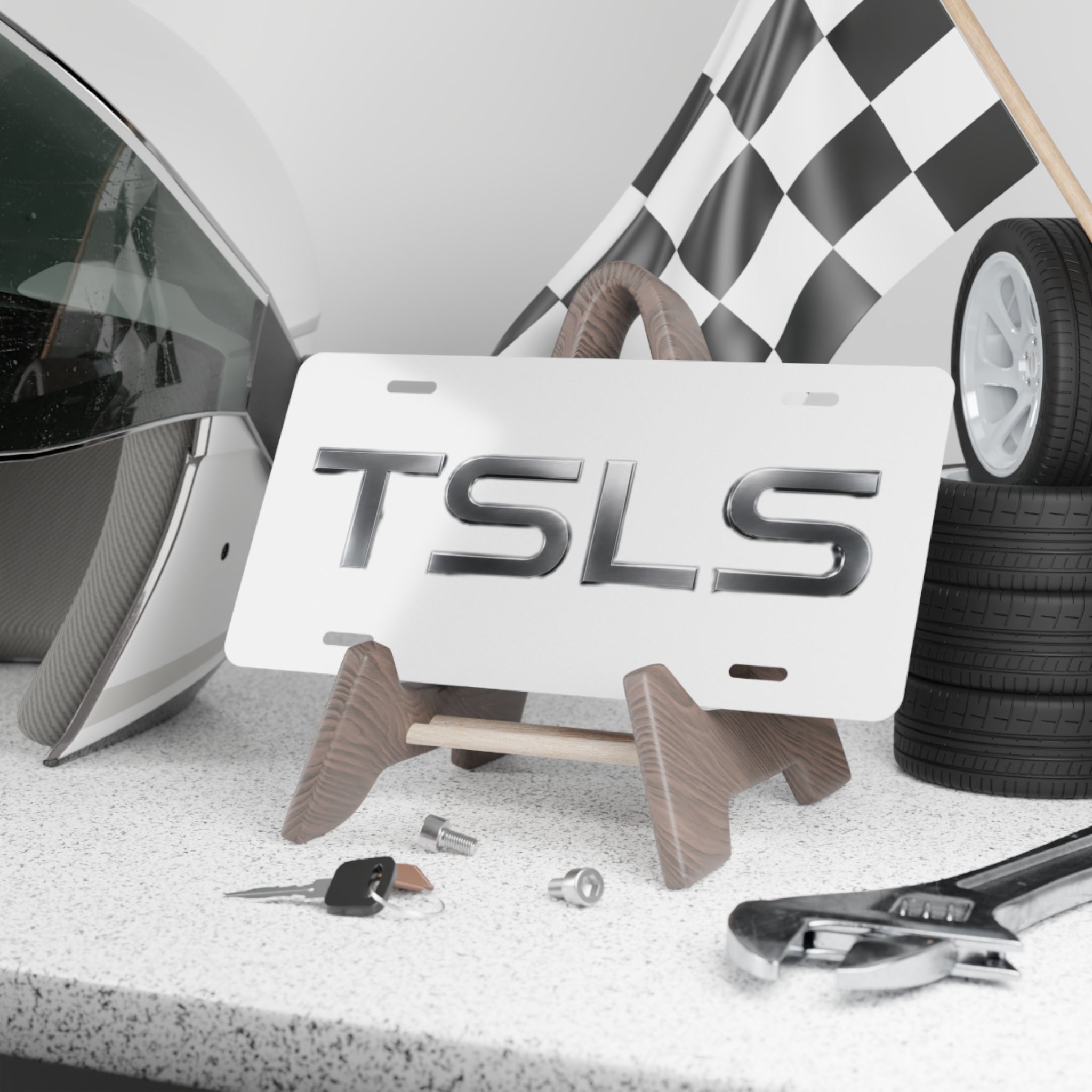 Chrome 'TSLS' Vanity License Plate - Custom Car Front/Rear Decorative Plate